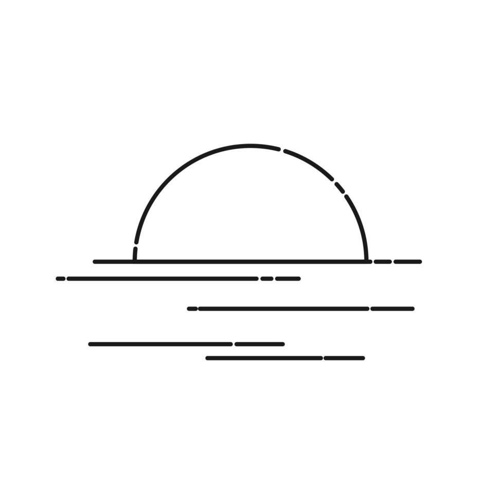 Minimalistic line art sunset. illustration vector