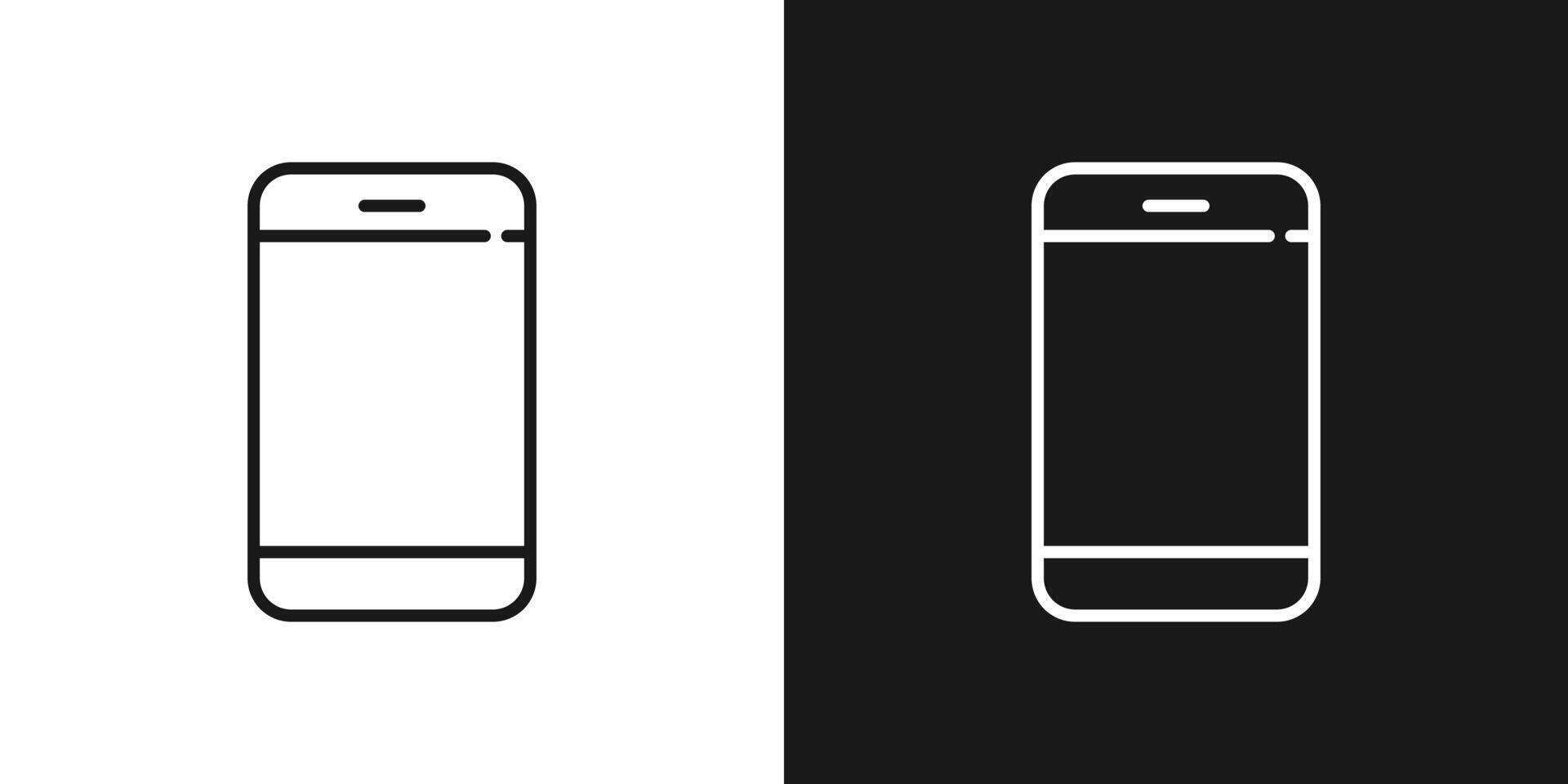 Phone outline icon black and white . vector