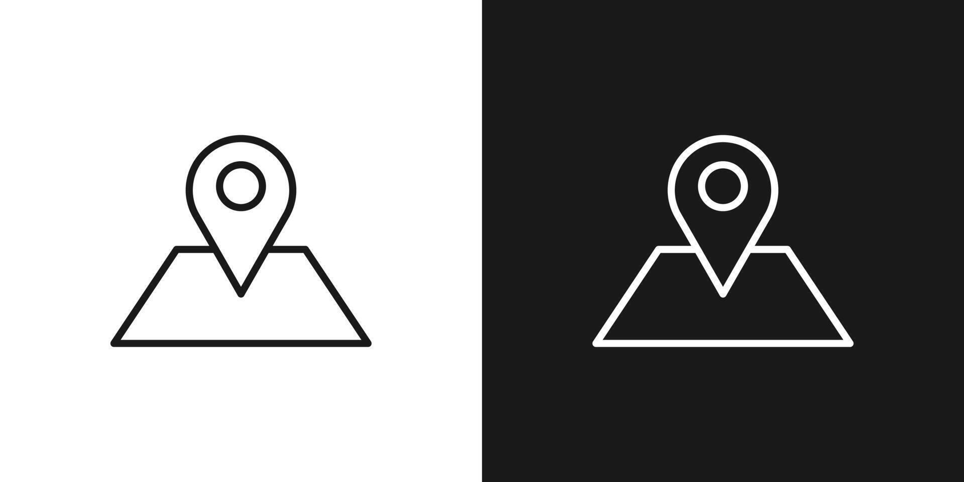 Pin map location black and white line icon. vector