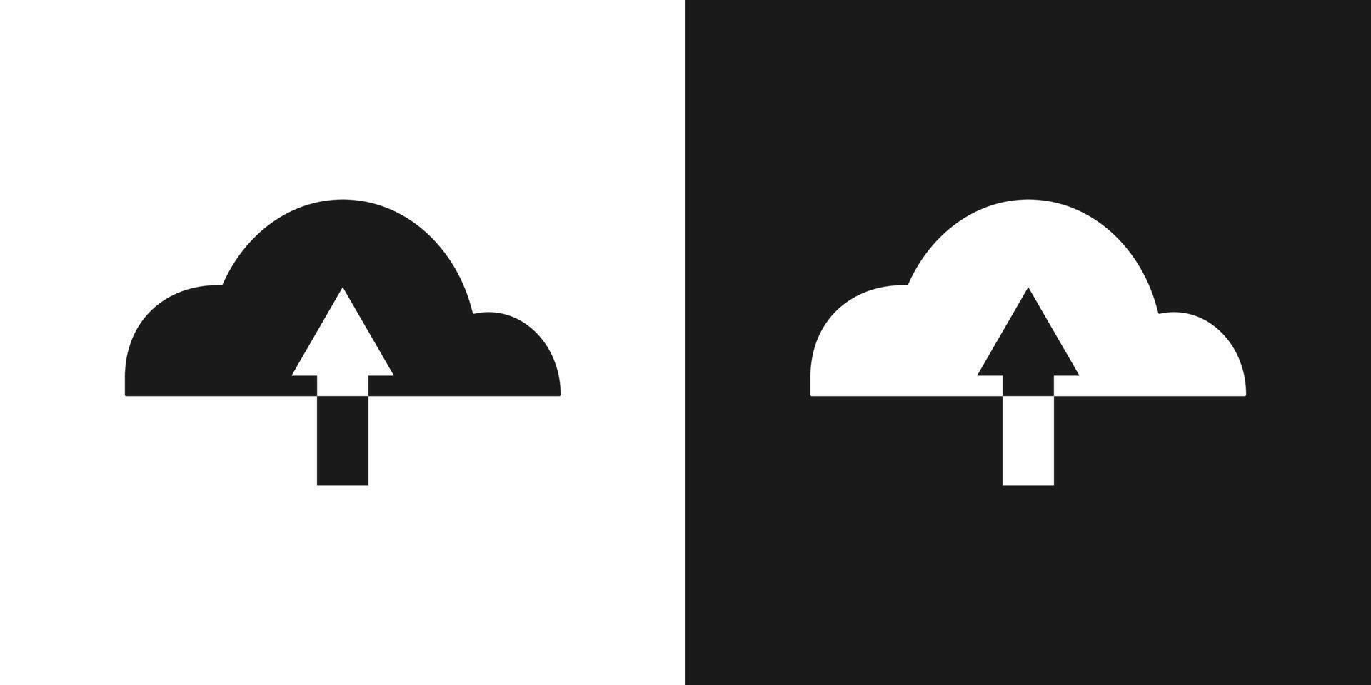 Upload cloud arrow black and white icon set . vector