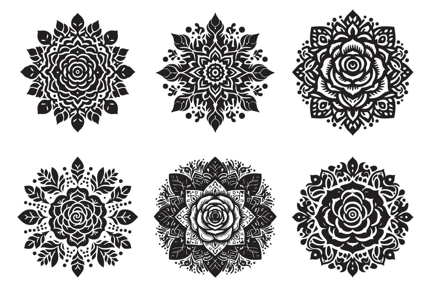 Rose mandala design silhouette style with white background vector