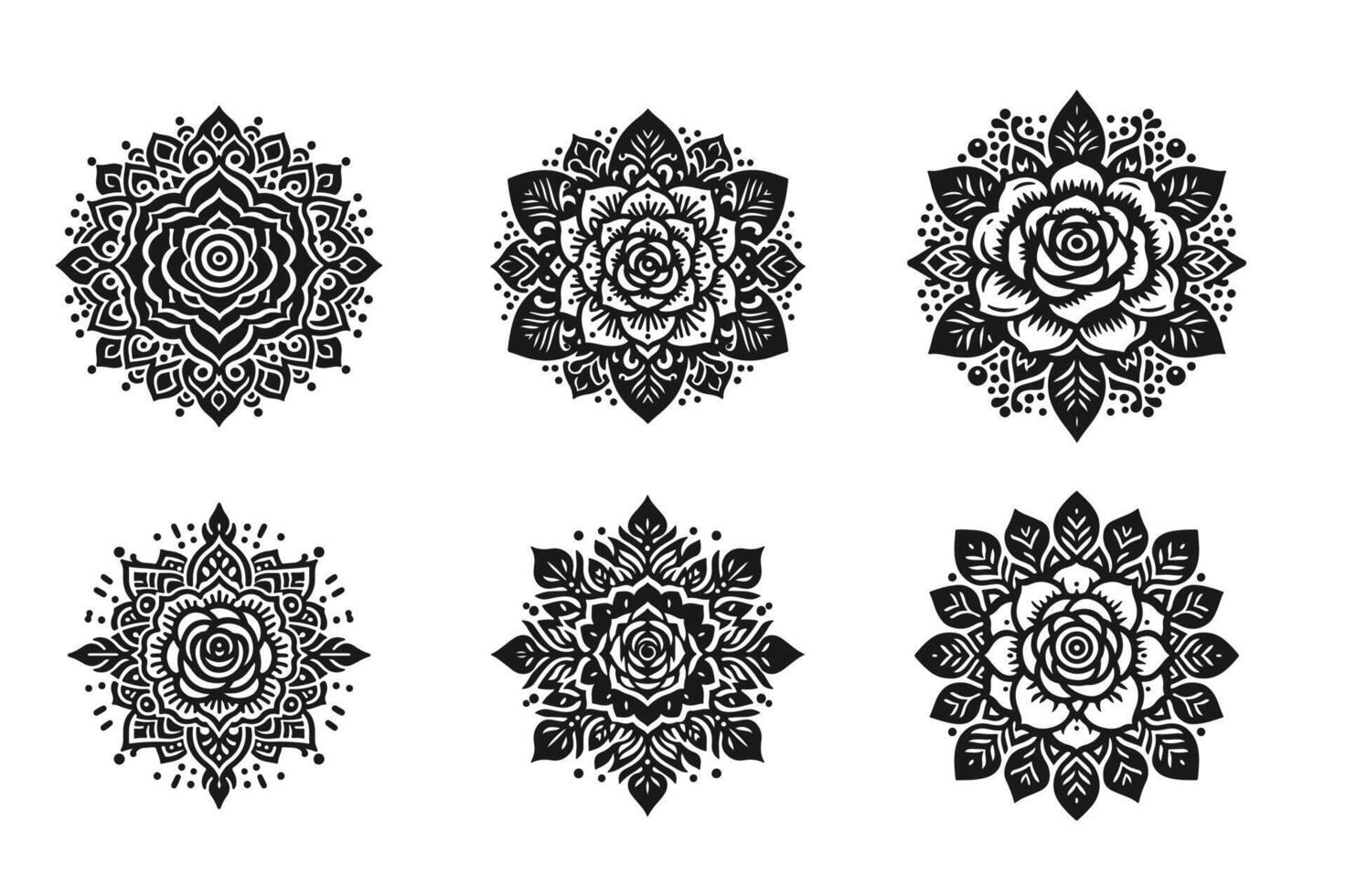 Rose mandala design silhouette style with white background vector
