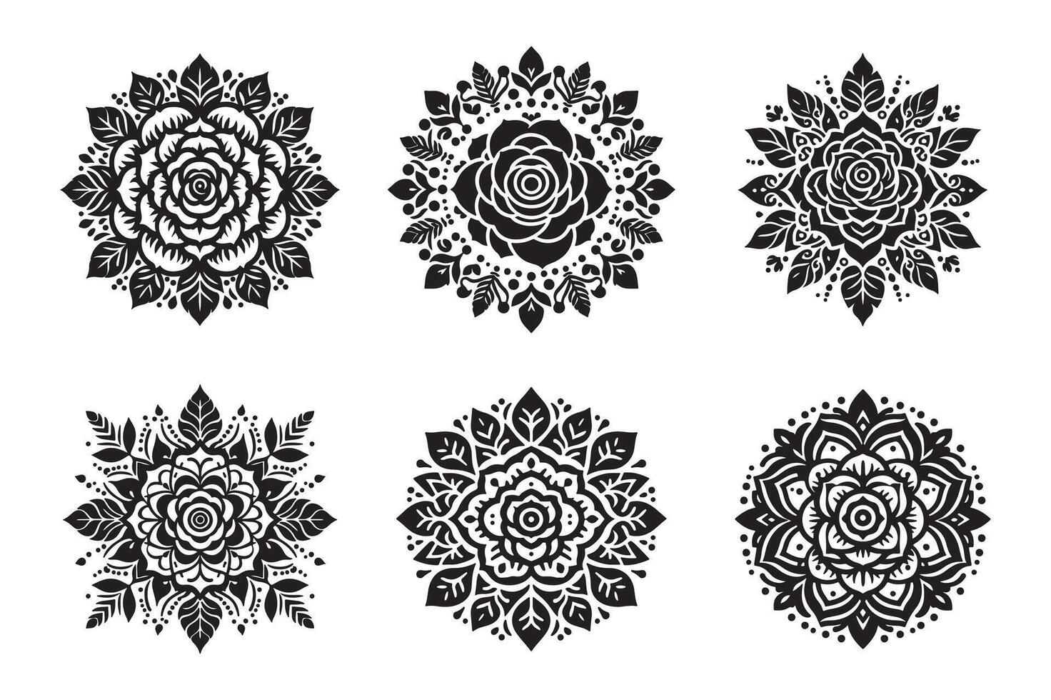 Rose mandala design silhouette style vector