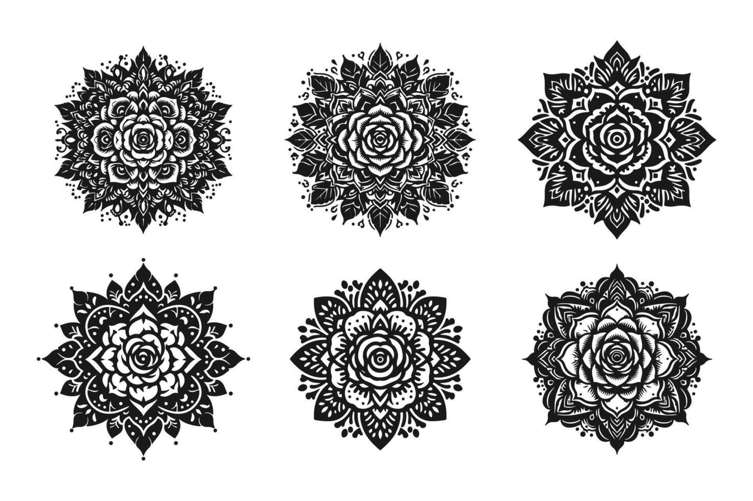 Rose mandala design silhouette style with white background vector
