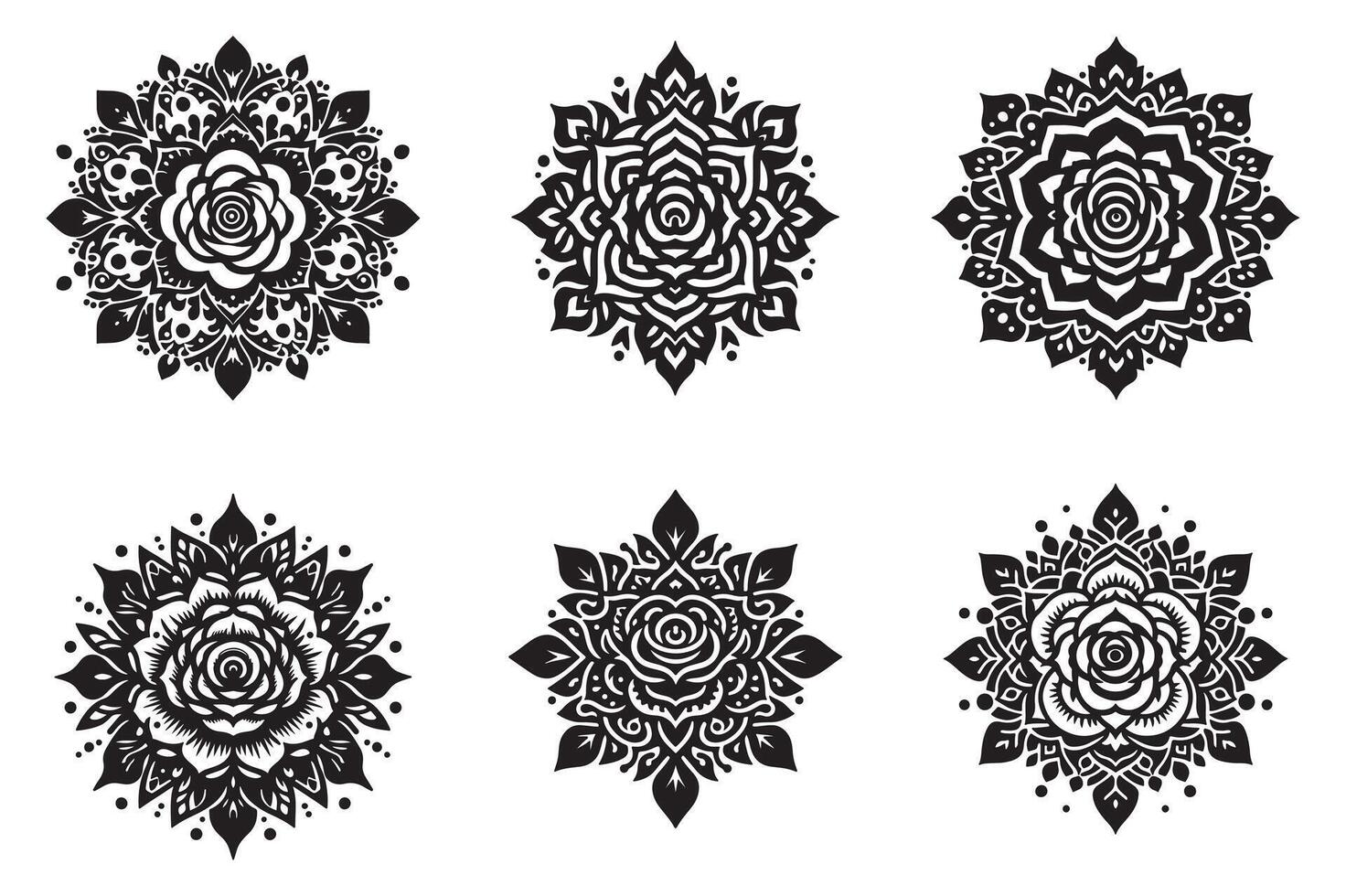Rose mandala design silhouette style vector
