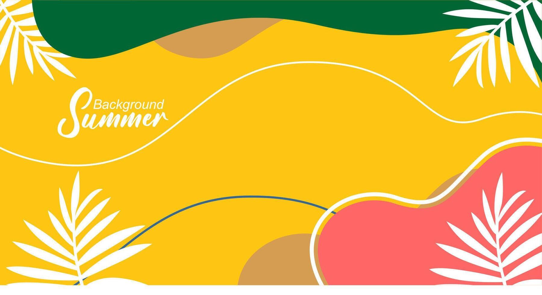 Summer background with tropical leaves. illustration in trendy flat style. vector