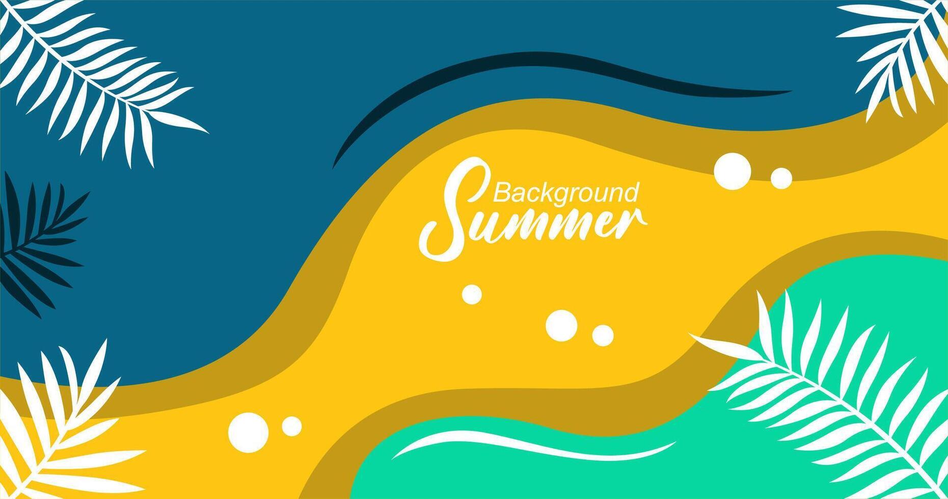 Summer background with tropical leaves. illustration in trendy flat style. vector