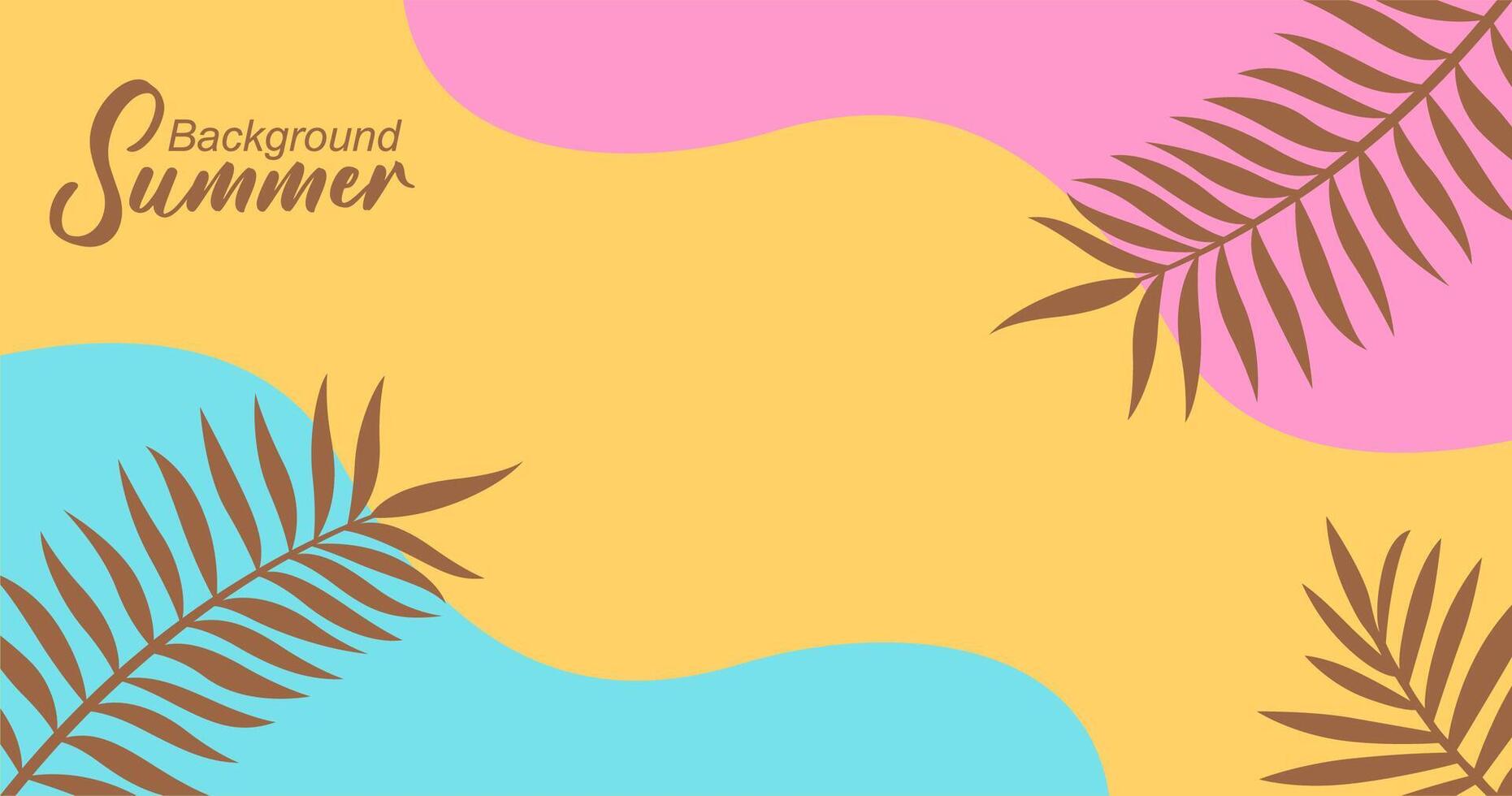 Summer background with tropical leaves. illustration in trendy flat style. vector