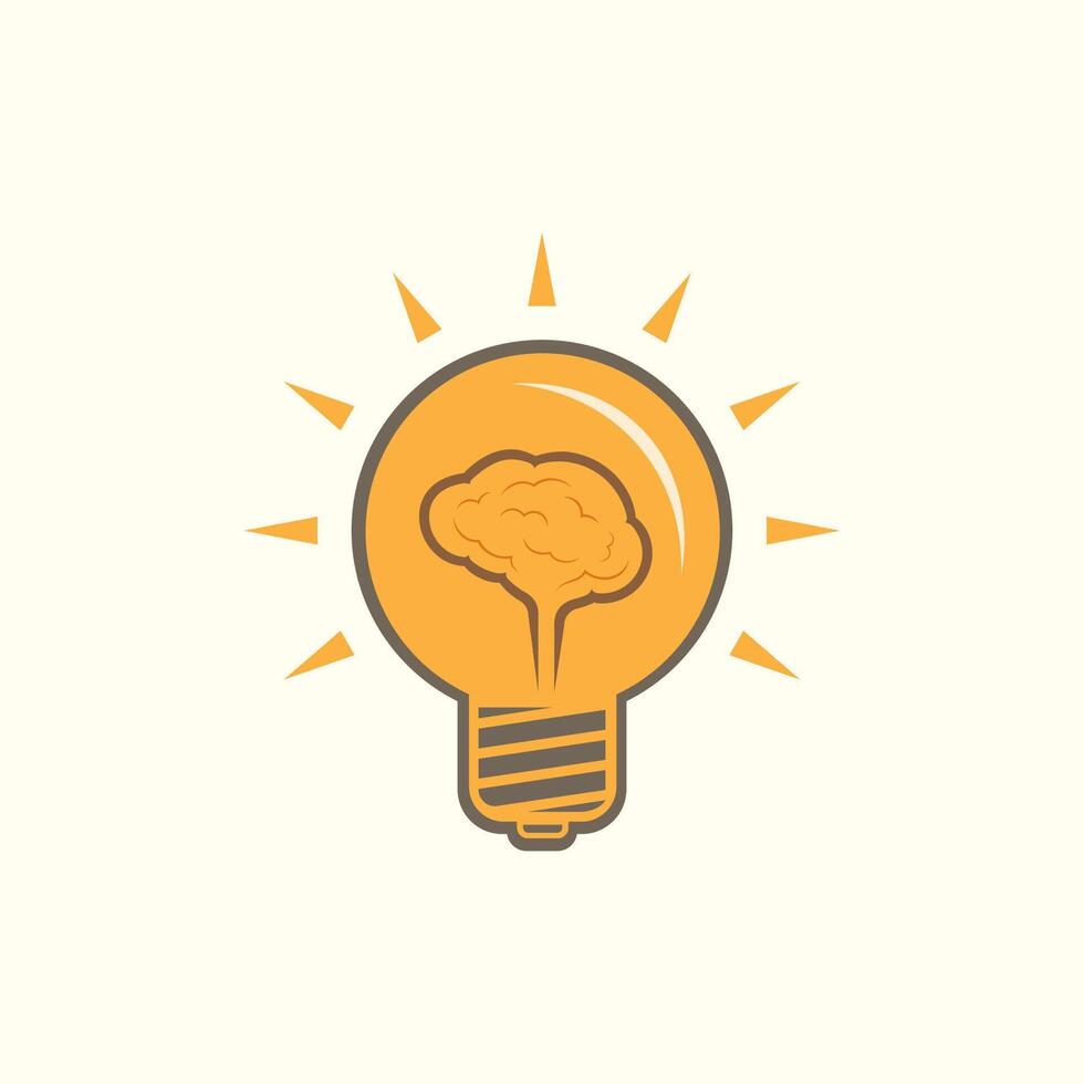Light bulb with a brain inside, creating ideas, creative concept. Suitable for various related projects vector