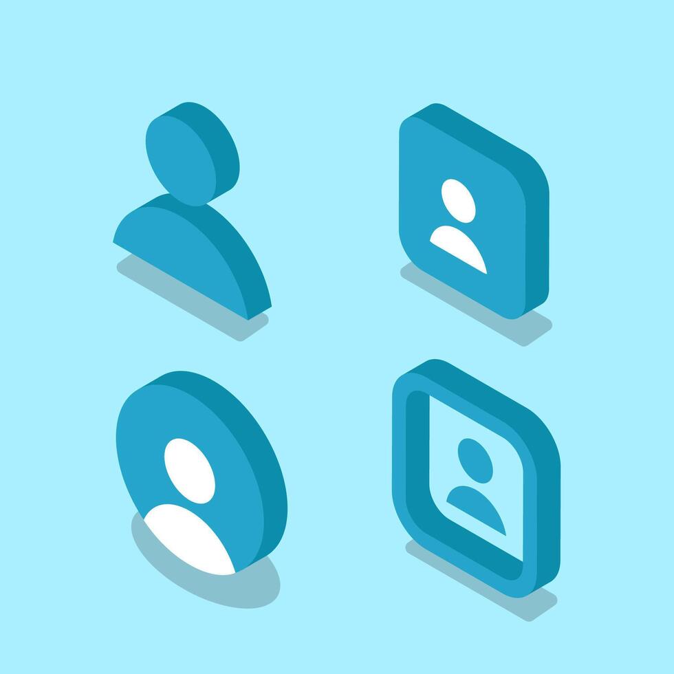 User isometric icons. 3D avatar or user profile symbols collection vector