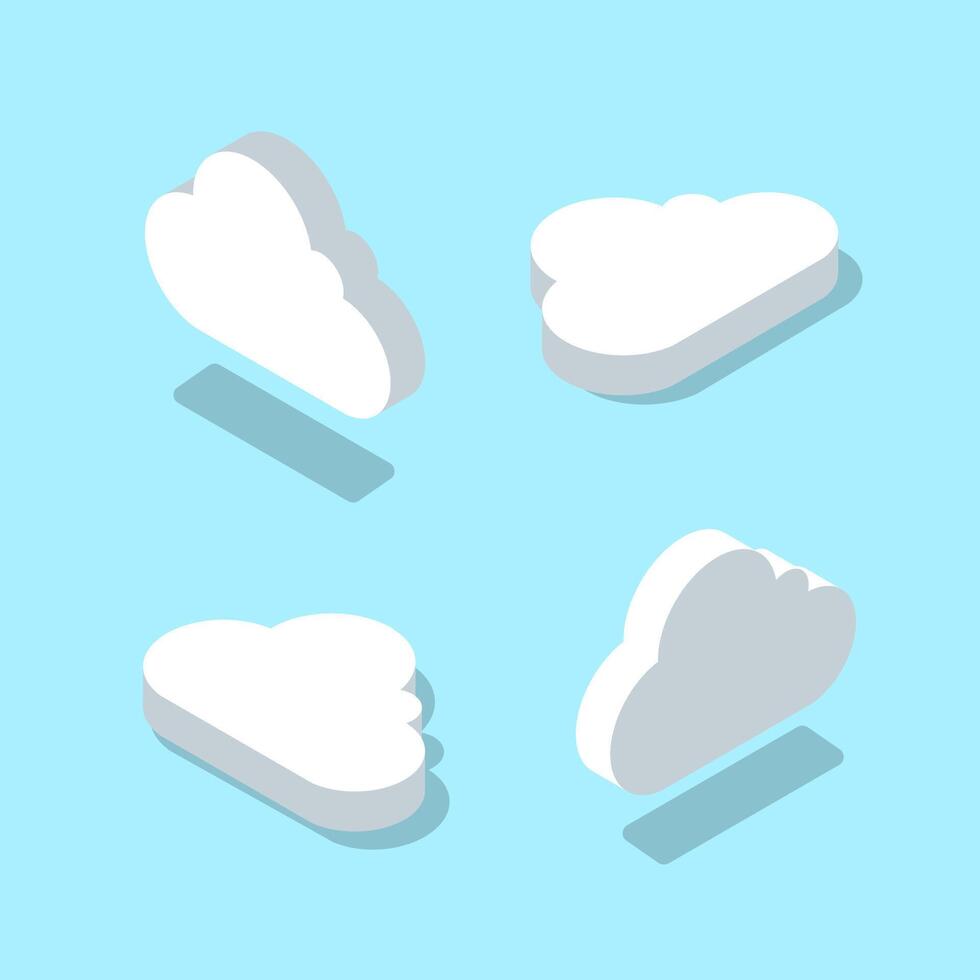 Isometric cloud icon set. Data storage concept. Cloud technology illustration vector