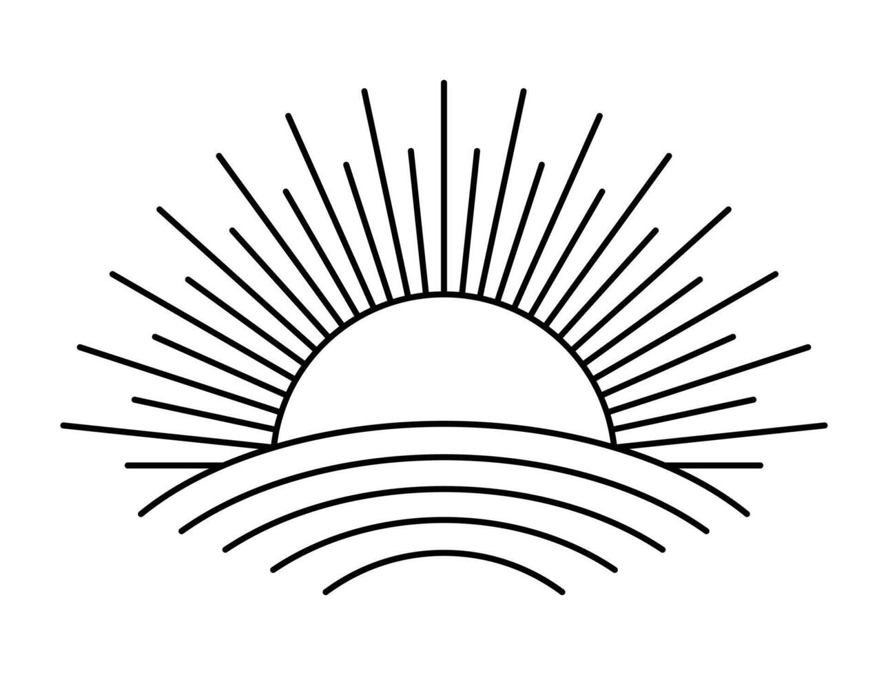 sun line art outline vector