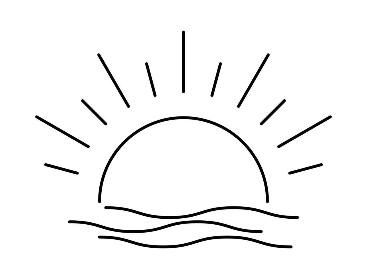 sun line art outline vector