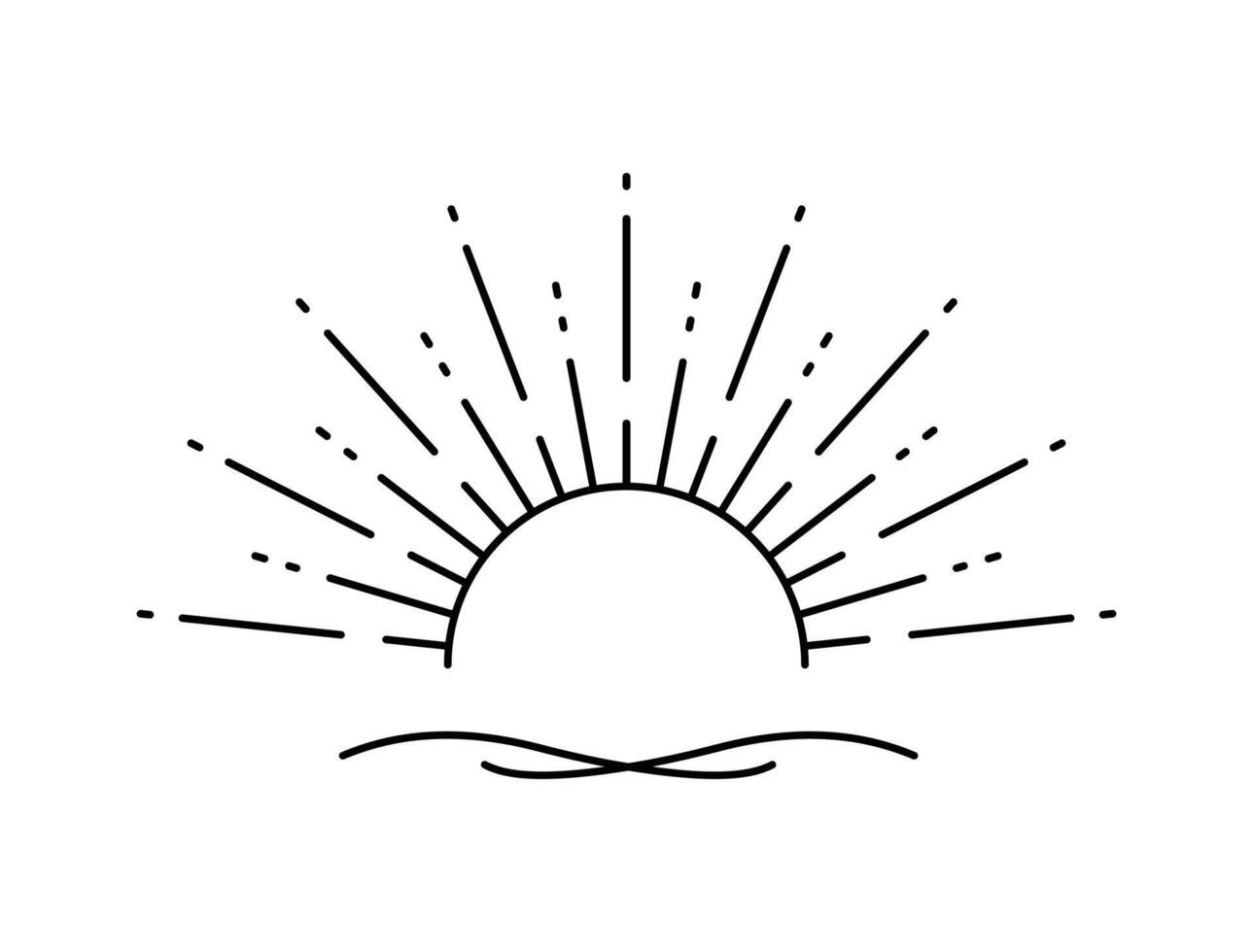 sun line art outline vector
