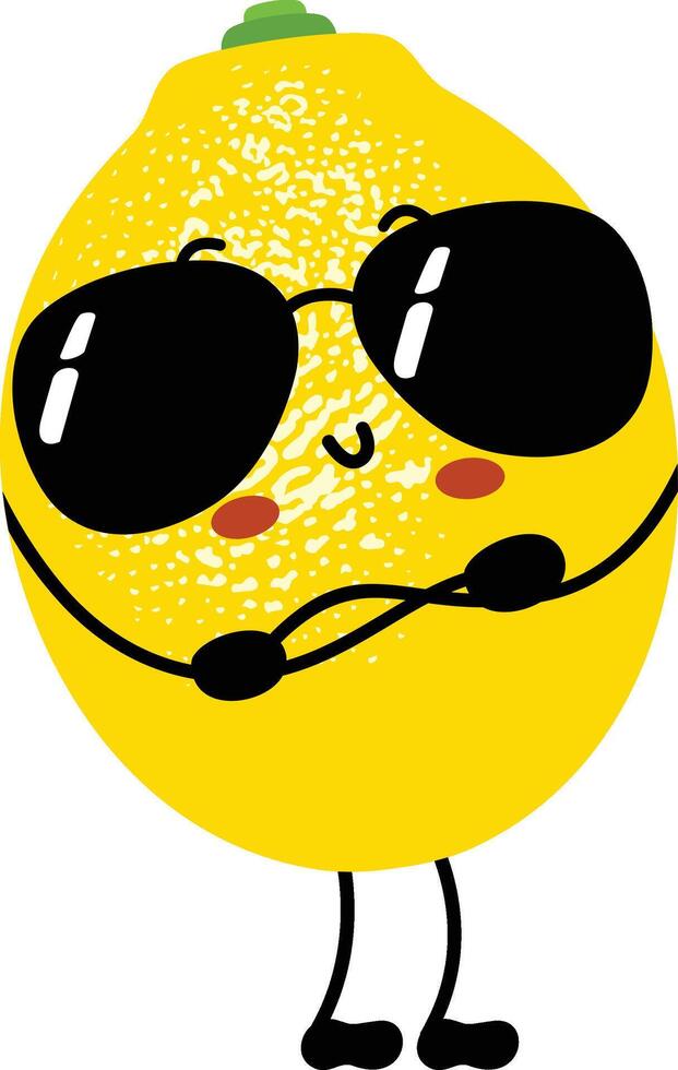 Funny lemon character mascot with sunglasses vector