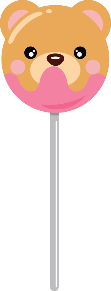 Sweet teddy bear lollipop isolated on white vector