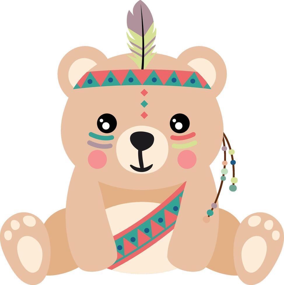 Cute funny indian teddy bear sitting vector