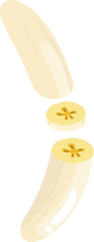 Peeled banana cut in half vector