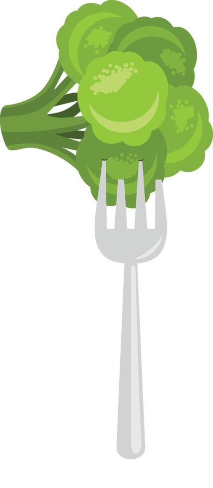 Fresh green broccoli on fork vector