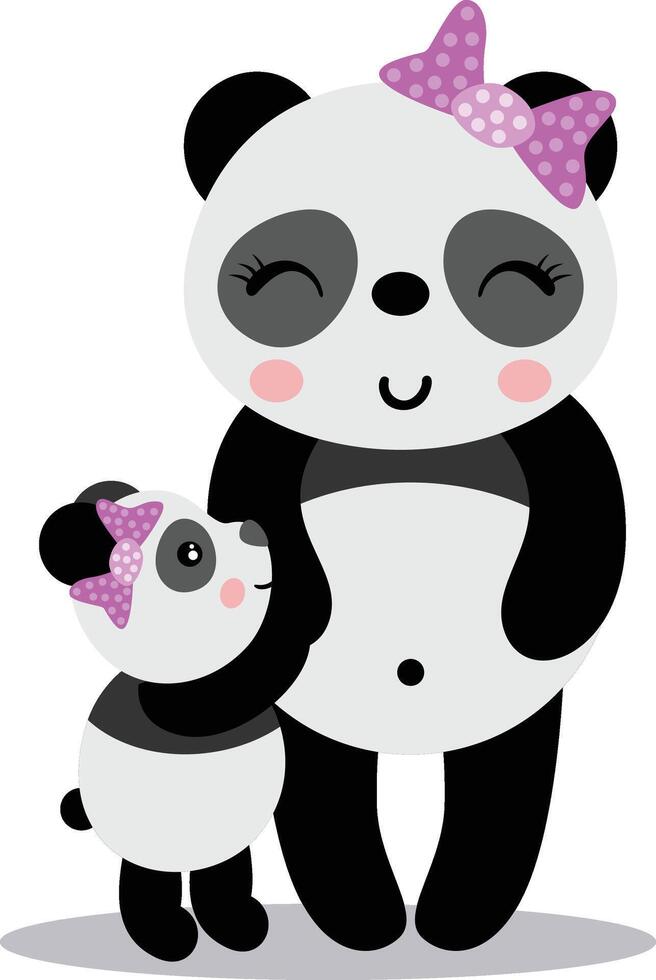Mother panda with her baby vector