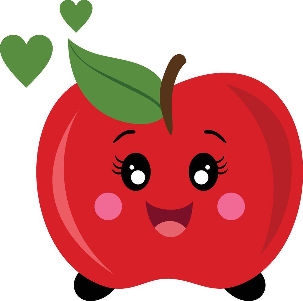 Funny happy red apple mascot vector