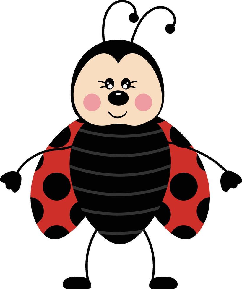 Friendly ladybug isolated on white vector