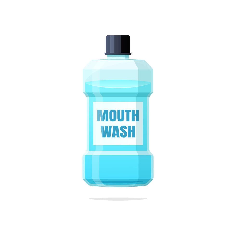 Mouthwash plastic bottle isolated on white background. vector