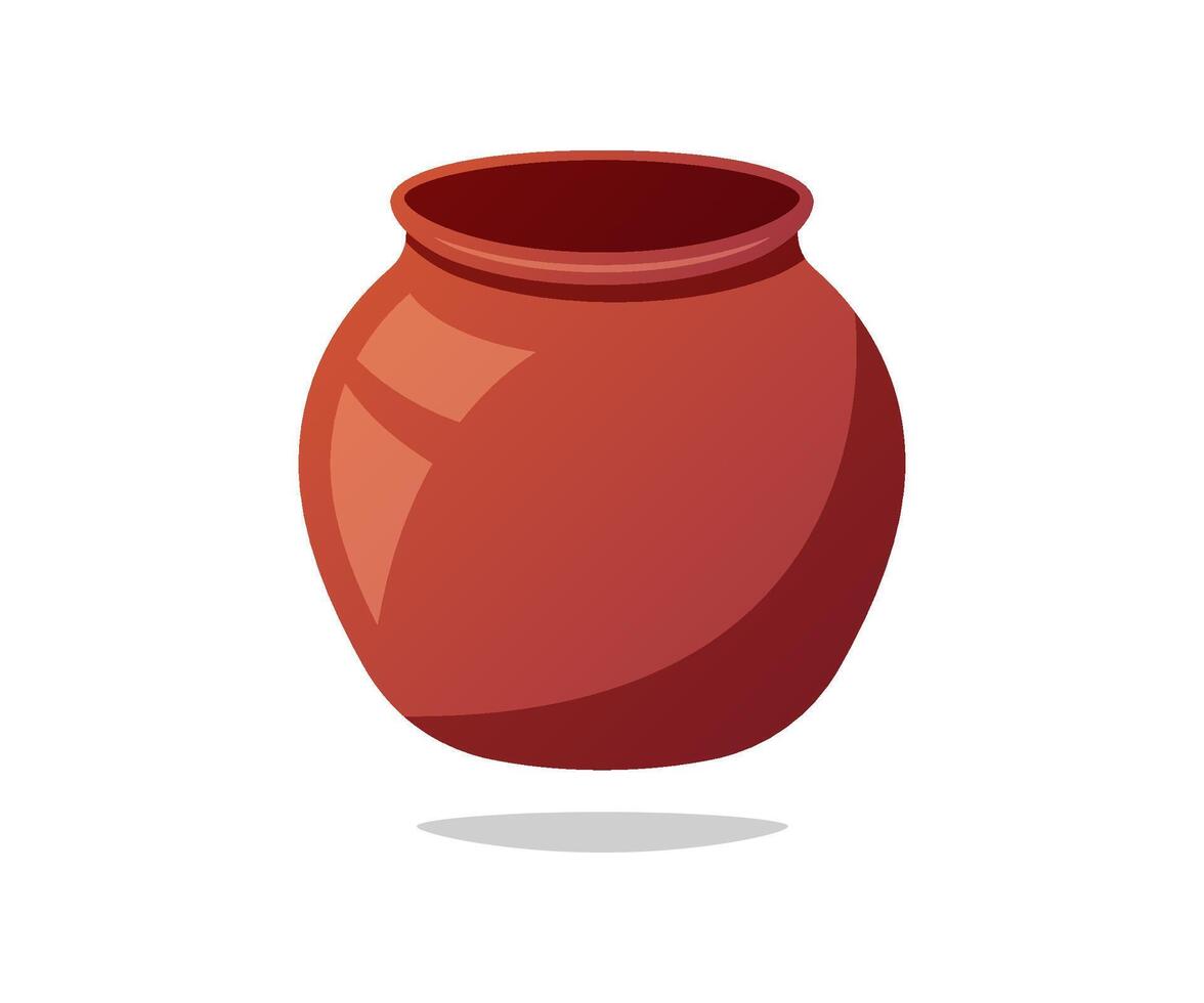 Clay pot isolated on white background. vector