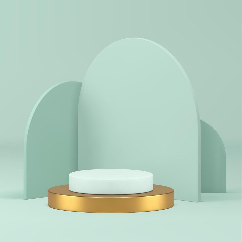 Green pastel luxury 3d podium pedestal showcase realistic illustration vector