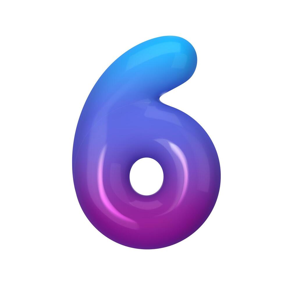 3D number 6 with blue and violet gradient. Modern, vibrant, and abstract. Perfect for digital art, graphic design, and creative projects. illustration vector