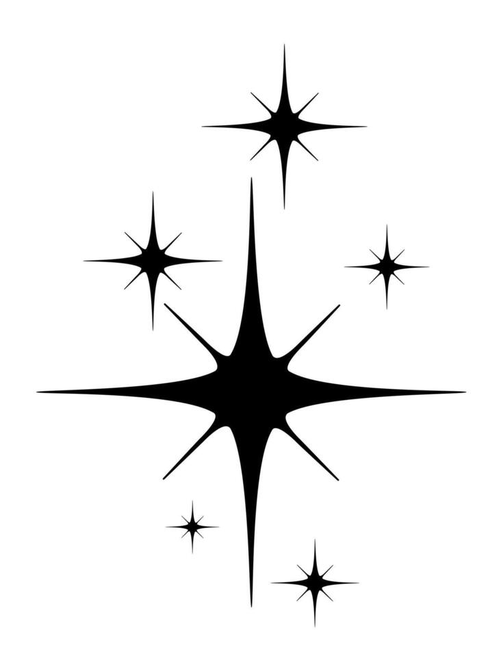 Retro sparkle icons collection. Set of star shapes. Templates for design, banners, logo, and business cards. illustration vector