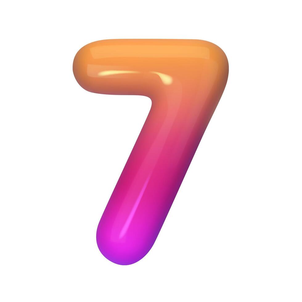 Stylish 3D number 7 with red and purple gradient. Modern, vibrant, and abstract. Perfect for digital art, graphic design, and creative projects. illustration vector