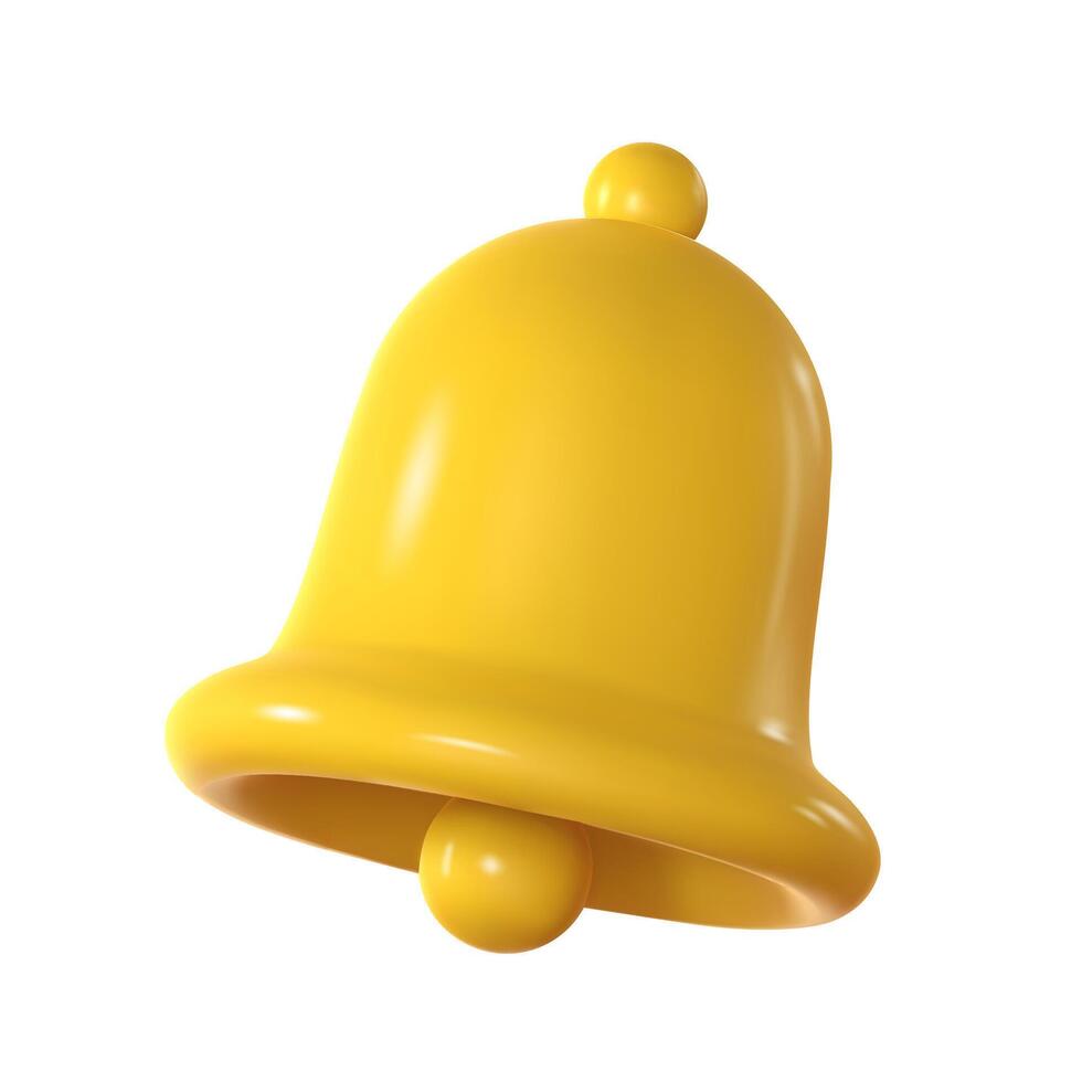 3d bell icon isolated on white background. Realistic render yellow ringing bell. illustration vector