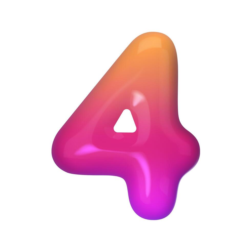 Stylish 3D number 4 with red and purple gradient. Modern, vibrant, and abstract. Perfect for digital art, graphic design, and creative projects. illustration vector