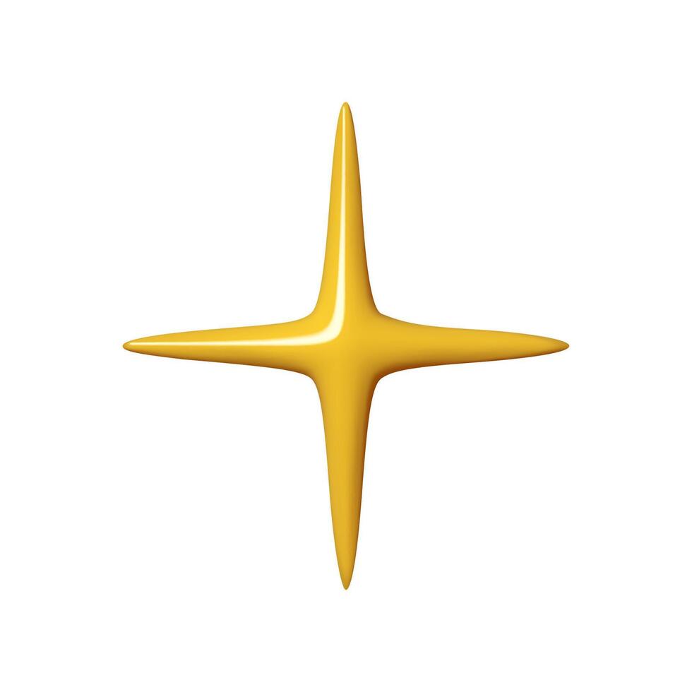 3D glossy Yellow star of shape isolated on white background. Realistic 3d design cartoon style. illustration vector