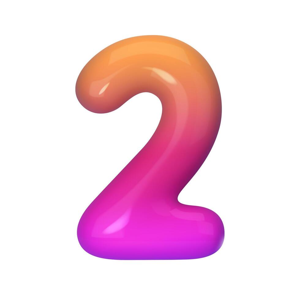 Stylish 3D number 2 with red and purple gradient. Modern, vibrant, and abstract. Perfect for digital art, graphic design, and creative projects. illustration vector