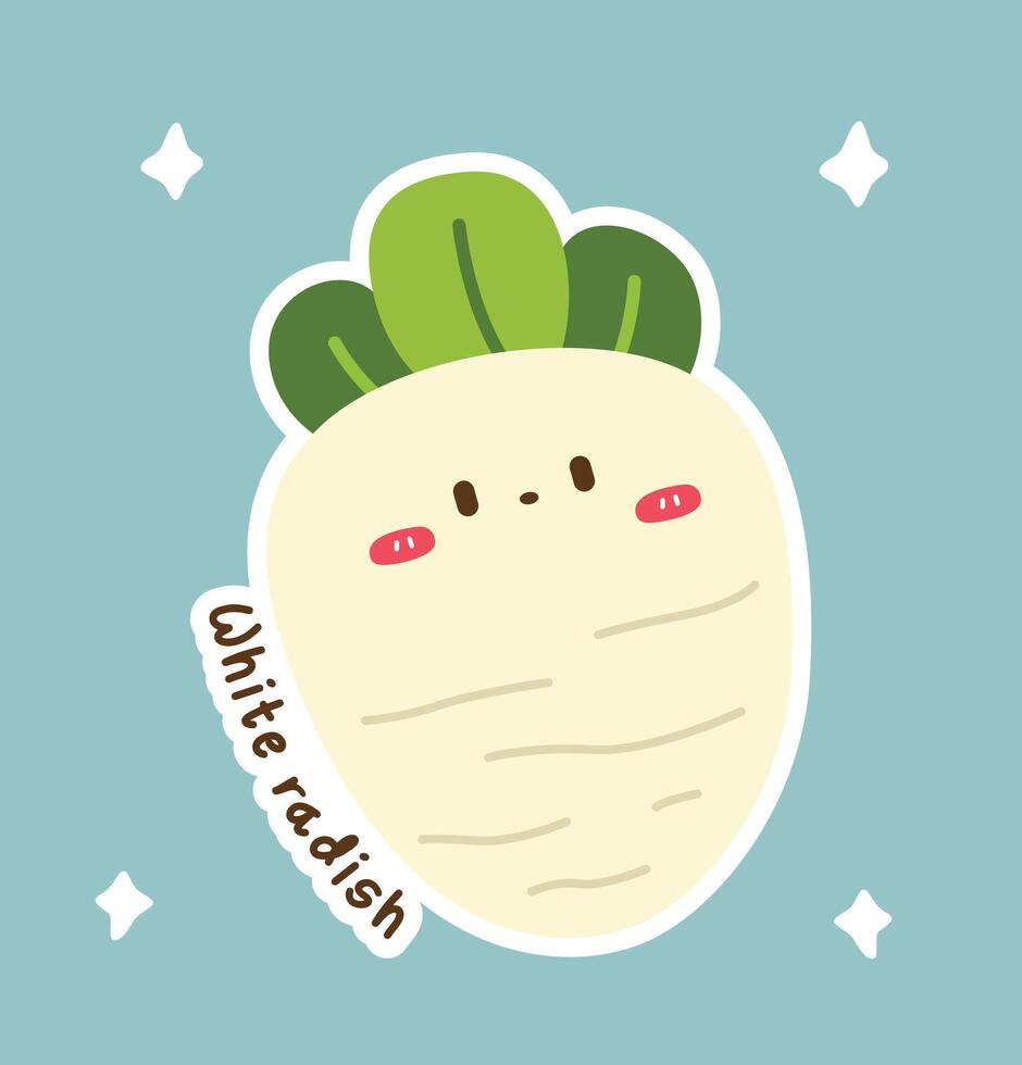 Cute vegetable white radish vector