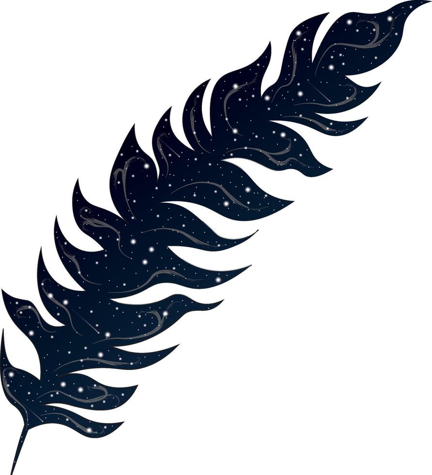 Feather contour with starry night sky background illustration vector
