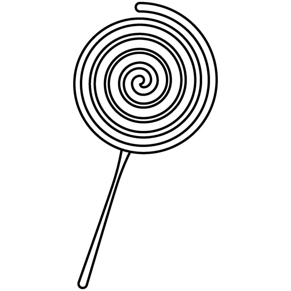 Decorative illustrated outlined lollipop candy line art illustration graphic element. Lollipop outline drawing. vector