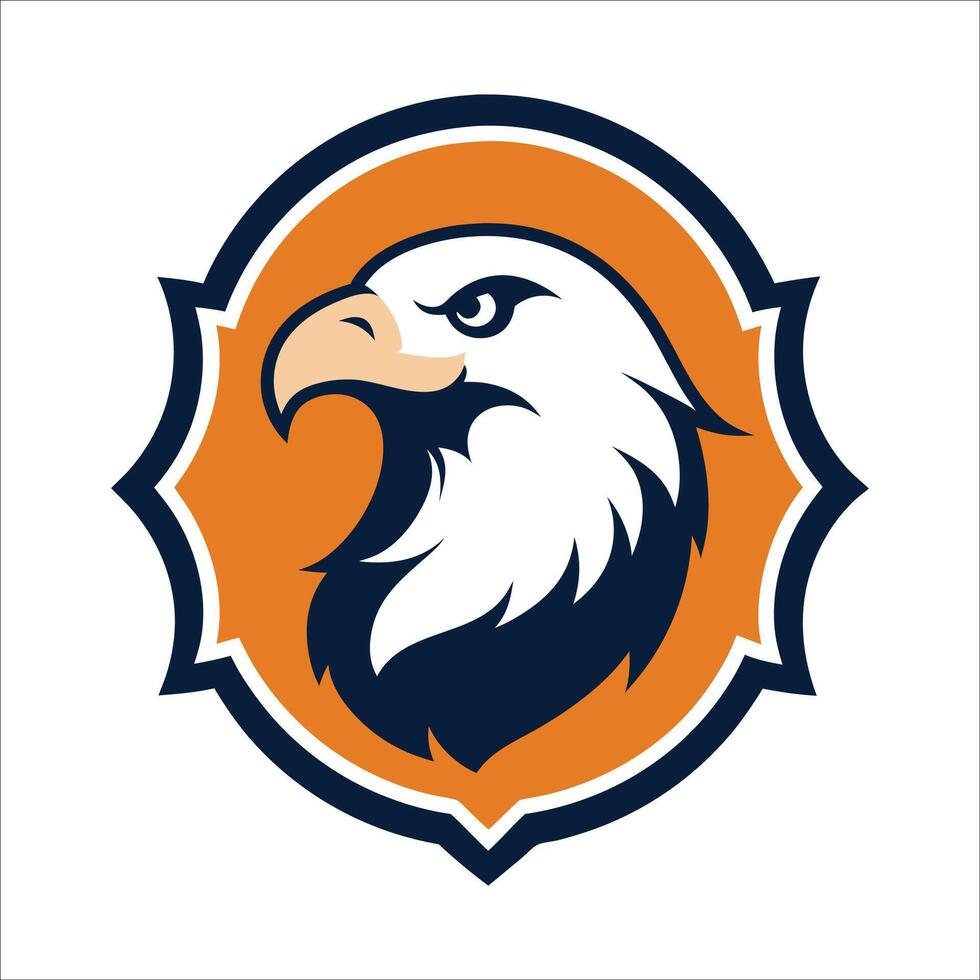 Bald Eagle Unique Logo Design with Decorative Frame, White Background Illustration Art vector