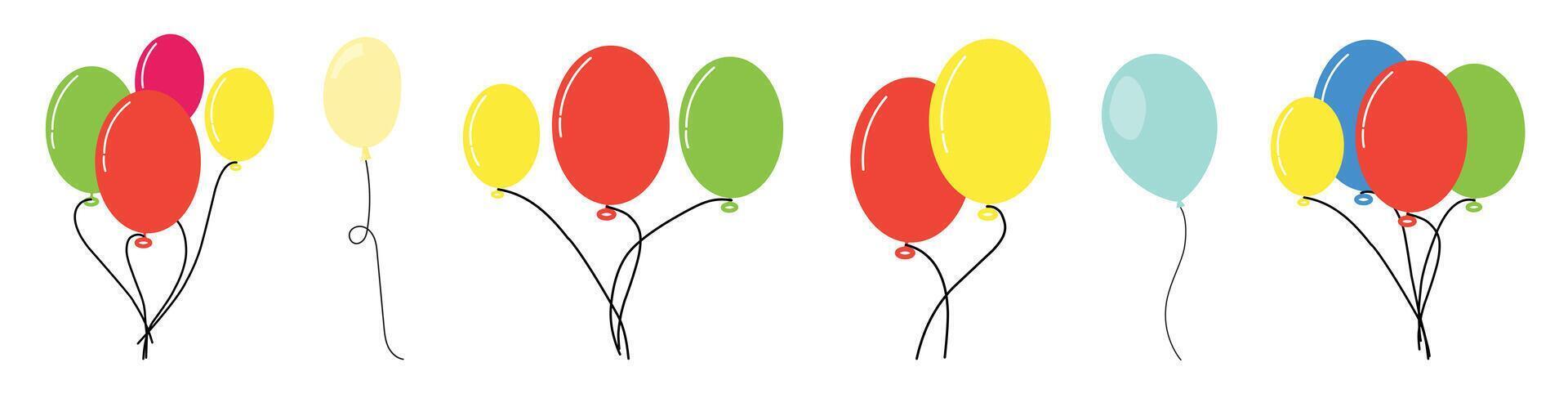Balloons in cartoon flat style isolated set on white background vector