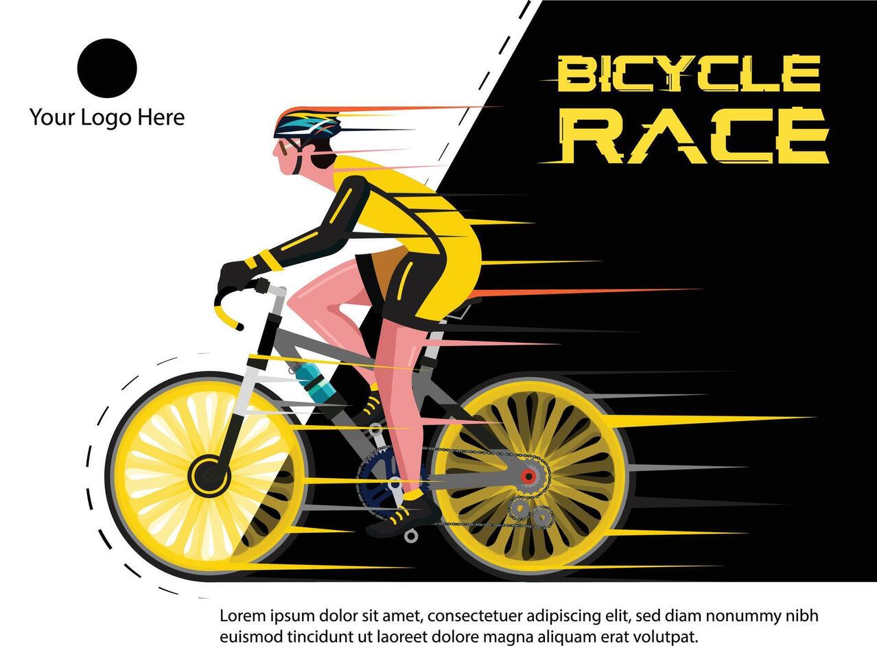Cycling riding at fast speed at sport. vector
