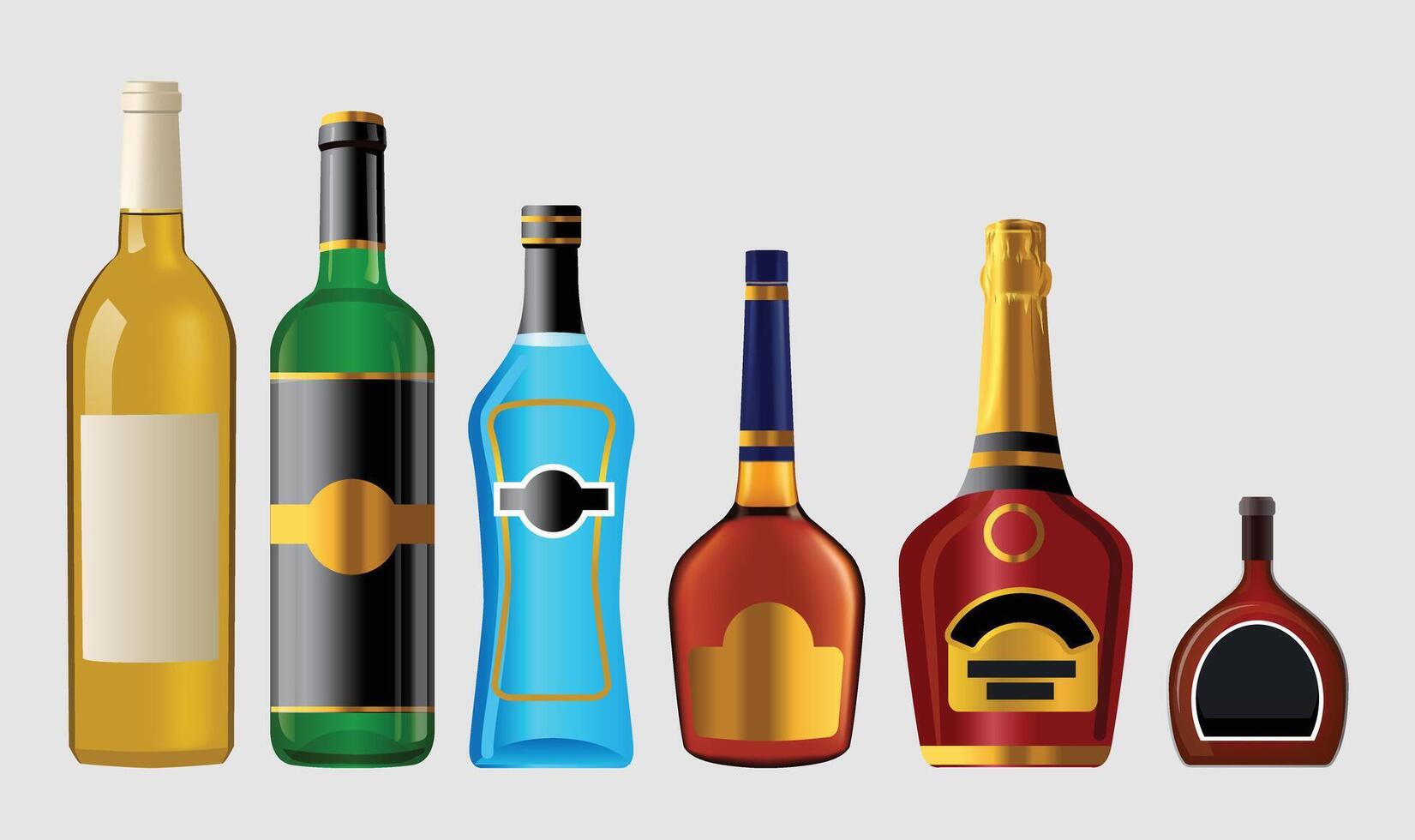 Beer Glass Bottle, realistic illustration of beer bottles on a light background. vector