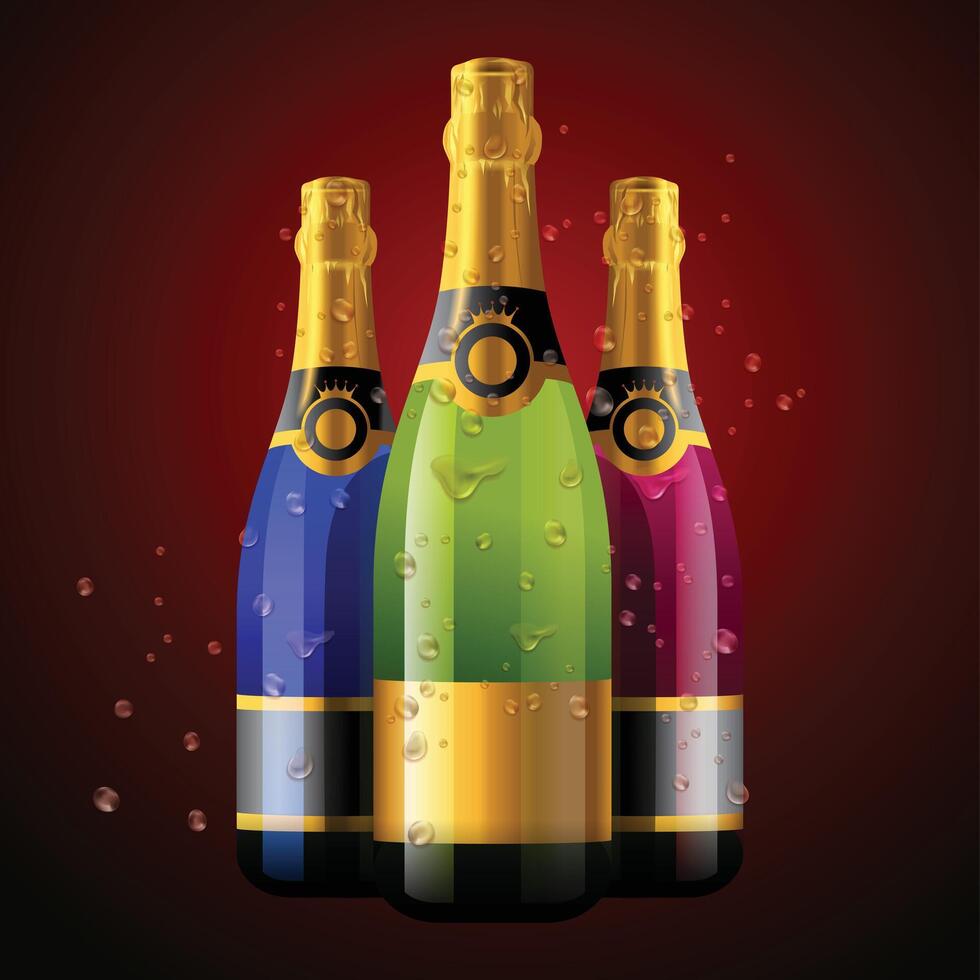 Beer Glass Bottle, realistic illustration of beer bottles on a Dark background. vector