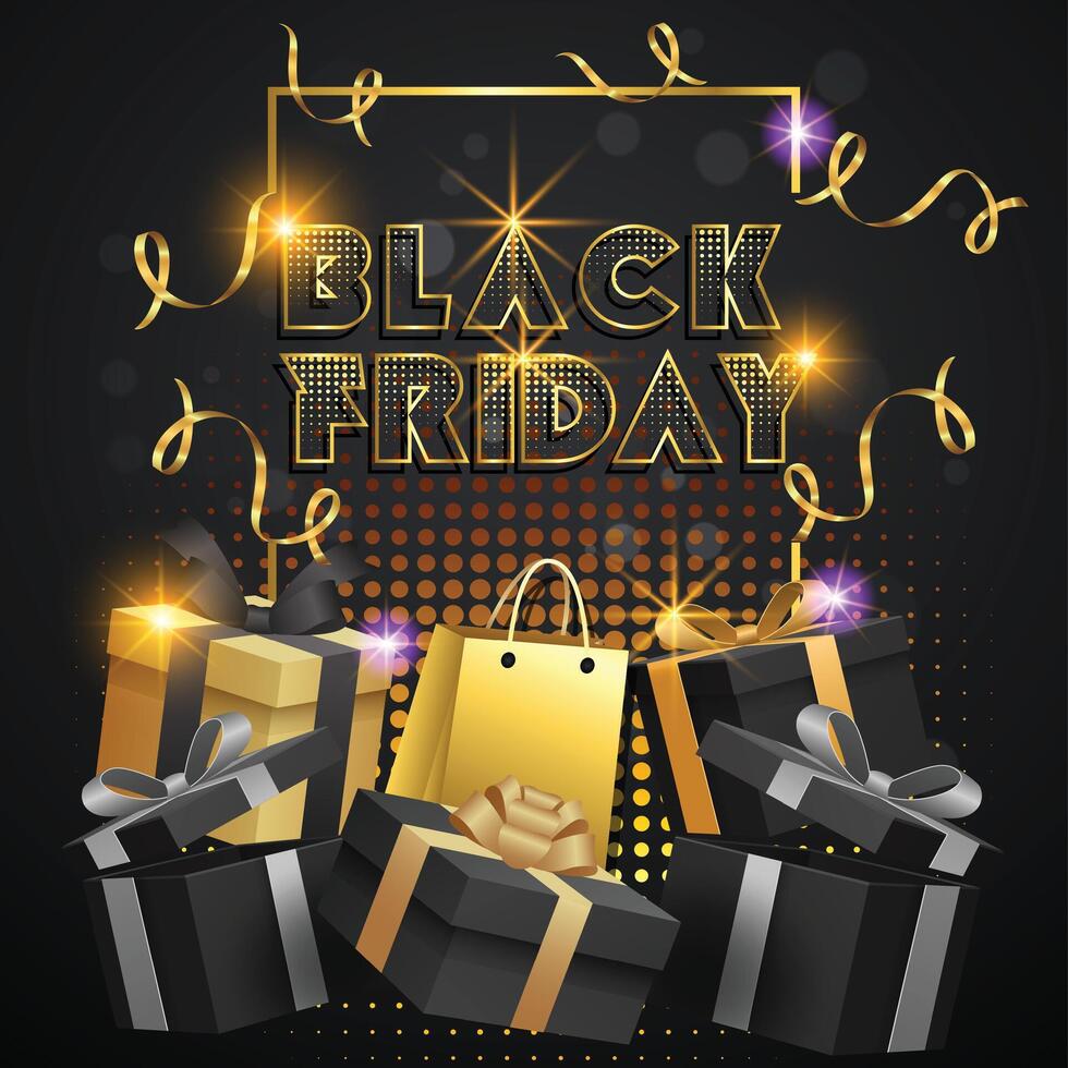 Black Friday limited sale offer. Dark background Banner, poster, header website. illustration vector