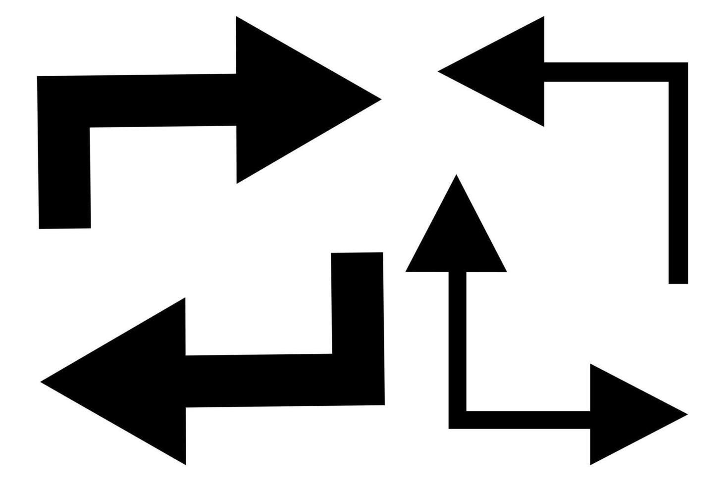 Road navigation arrows. Direction or road signs, arrow icons. Driving direction sign, location point intersection circle, route turn black pictograms. isolated collection. vector