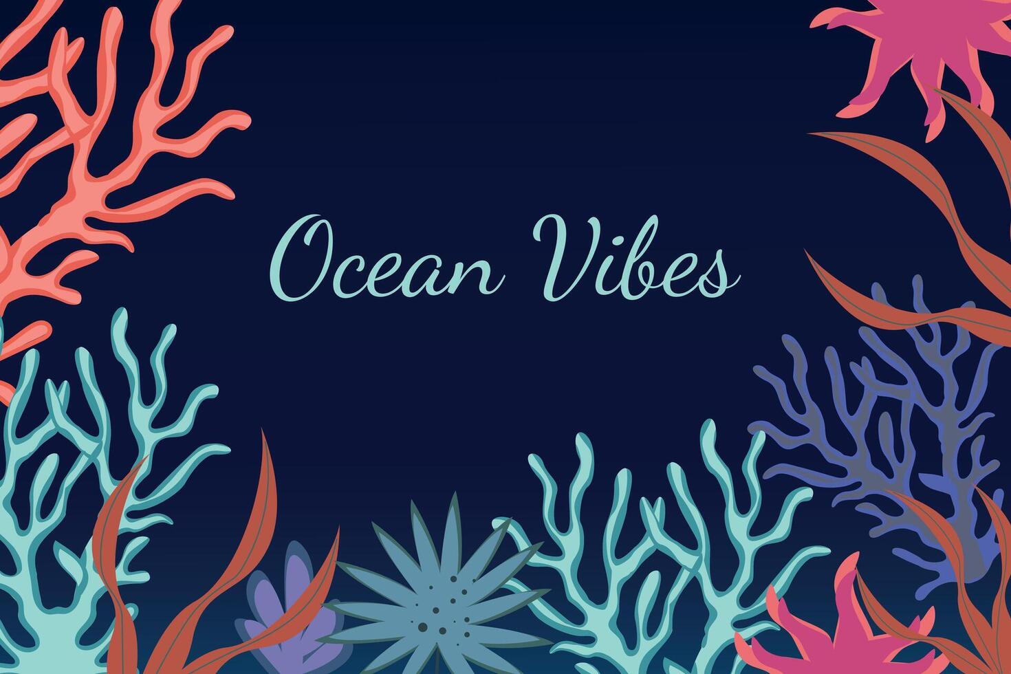 Underwater background, banner. Beautiful underwater world with coral reefs. Bright sea landscape. vector