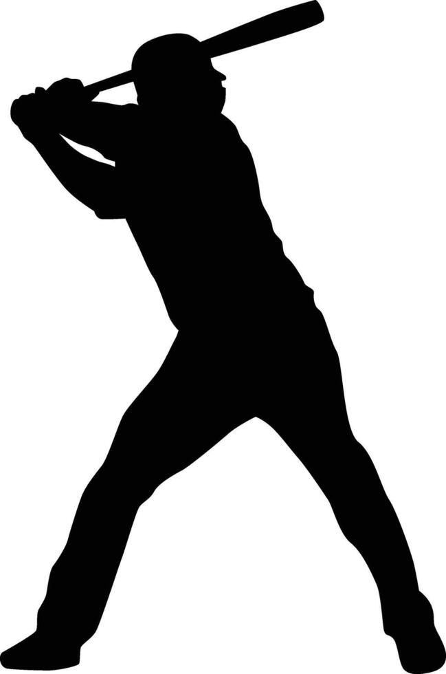 full body baseball player silhouette illustration vector