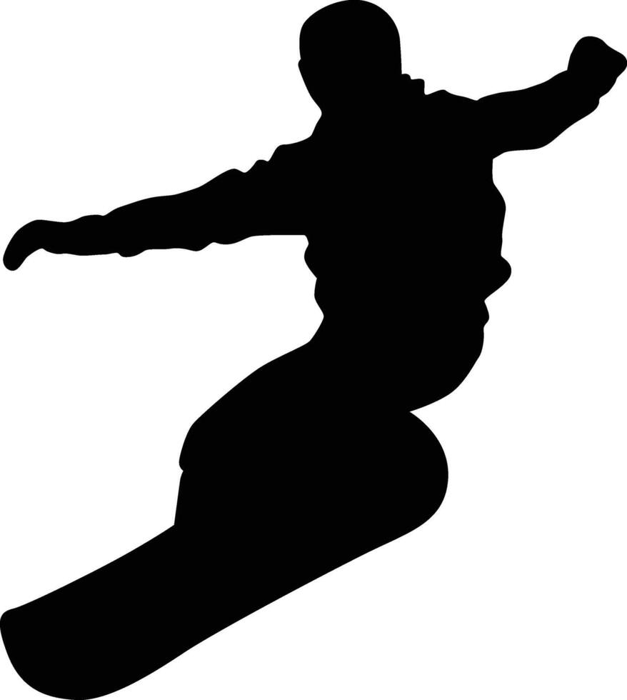 Snowboarding player silhouette full body. Snowboarder posing illustration. People doing extreme sport. vector