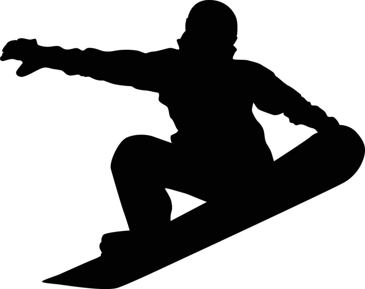Snowboarding player silhouette full body. Snowboarder posing illustration. People doing extreme sport. vector